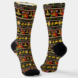 Feliz Navidad Ugly Sweater Pattern Socken