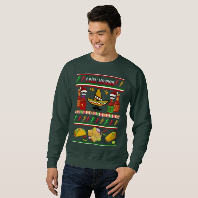Feliz Navidad Ugly Sweater Pattern Sweatshirt (Vorne ganz)