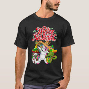 Feliz Navidad Unicorn Cactus Funny Mexican Christm T-Shirt