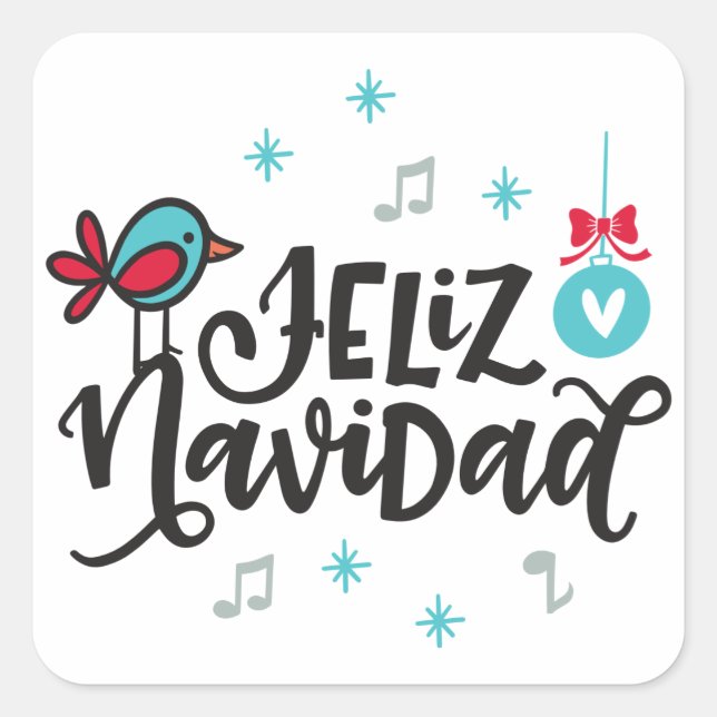 Feliz Navidad, Weihnachten Quadratischer Aufkleber (Vorderseite)