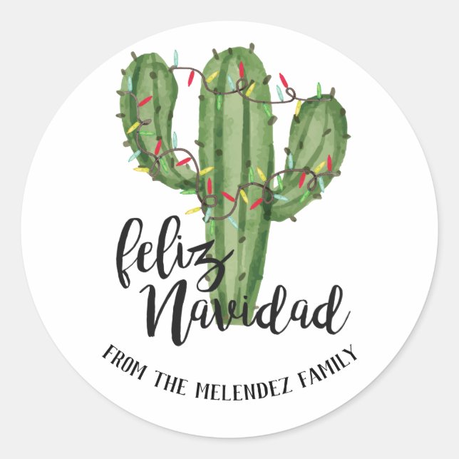 Feliz Navidad Weihnachtssticker Runder Aufkleber (Vorderseite)
