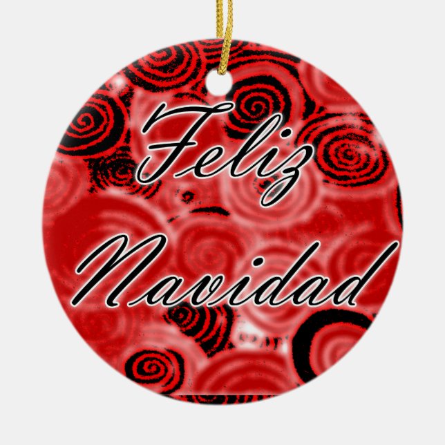 Feliz Navidad Wirbel Keramikornament (Vorne)
