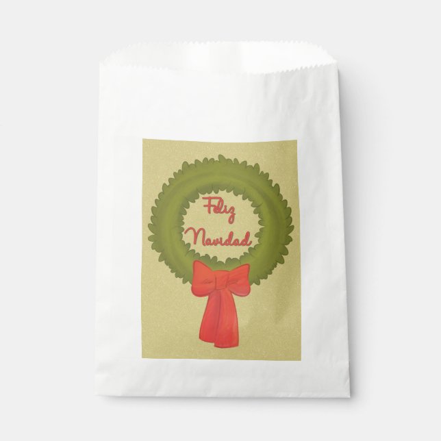 Feliz Navidad Wreath Geschenktütchen (Vorderseite)