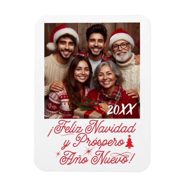 Feliz Navidad y Próspero Año Nuevo con Foto Magnet (Vertikal)