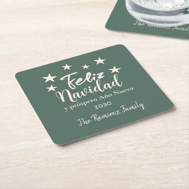 Feliz Navidad y próspero Año Nuevo Holiday Party Rechteckiger Pappuntersetzer (angewinkelt)