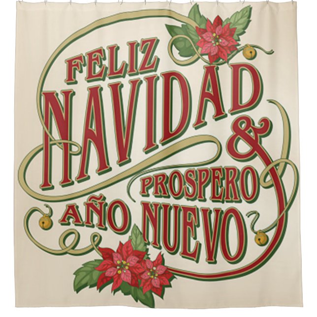 Feliz Navidad y wohlhabend ano nuevo Duschvorhang (Vorderseite)