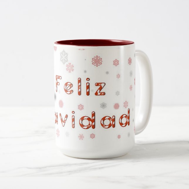 Feliz Navidad Zweifarbige Tasse (VorderseiteRechts)