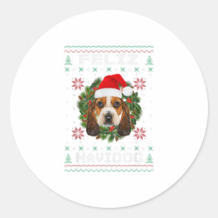 Feliz Navidog Basset Hound Dog Santa Ha Runder Aufkleber