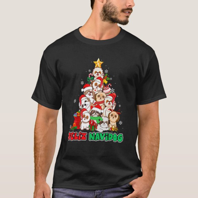 Feliz Navidog Feliz Navidad Christmas Shih Tzu Dog T-Shirt (Vorderseite)
