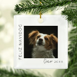 Feliz Navidog | Foto Weihnachtsbaum Ornament Aus Metall<br><div class="desc">Mit unseren 'Feliz Navidog' Weihnachtsbaumschmuck für Haustiere! Diese spaßigen Baum-Dekorationen zeigen ein liebenswertes Bild Ihres geliebten Hundes, eine Template-Grußbotschaft, die "Feliz Navidog" heißt, und personalisiert mit Ihrem Haustier und dem Jahr. Feiern Sie den Weihnachtsgeist und schaffen Sie mit diesem bezaubernden Sake eine bleibende Erinnerungen - ein Weihnachtsschmuck, das sich von...</div>