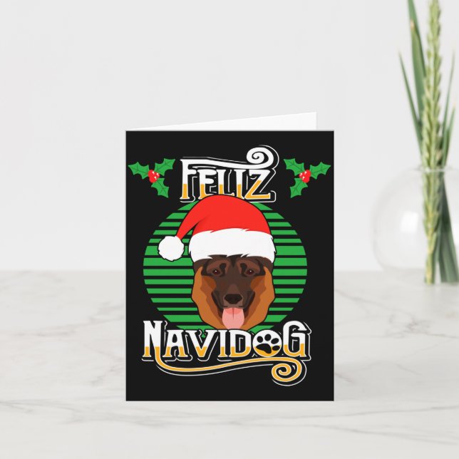 Feliz Navidog German Shepherd Dog Holiday Merry Ch Karte (Vorderseite)