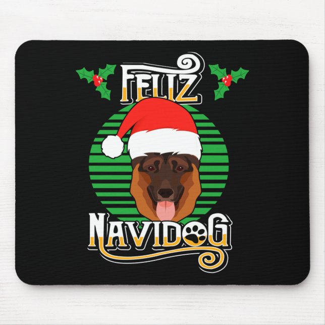 Feliz Navidog German Shepherd Dog Holiday Merry Ch Mousepad (Vorne)