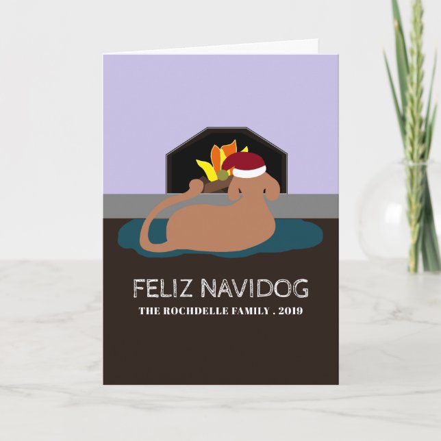 Feliz Navidog, lustiges spanisches Weihnachten Karte (Vorderseite)