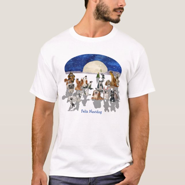 Feliz Navidog lustiges T-Shirt (Vorderseite)