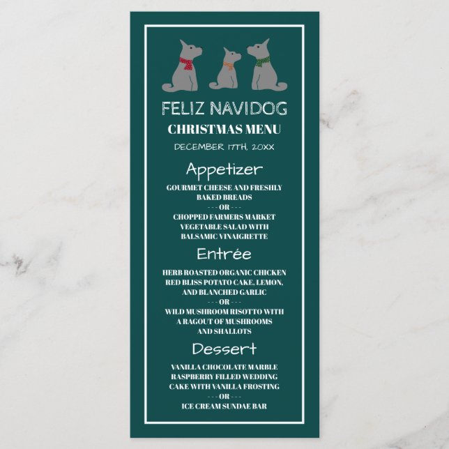 Feliz Navidog, Menu de Noël de style espagnol (Devant)