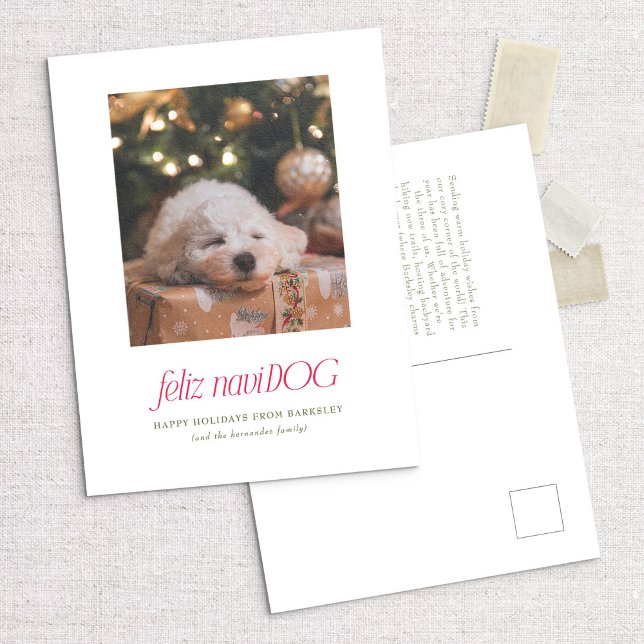 Feliz NaviDog Punny Pet Foto Weihnachten Postkarte (Von Creator hochgeladen)