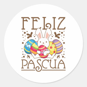 Feliz Pascua Happy Oaster Spanisch Runder Aufkleber