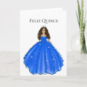 Feliz Quince - Blaue Quinceañera-Geburtstagskarte  Karte