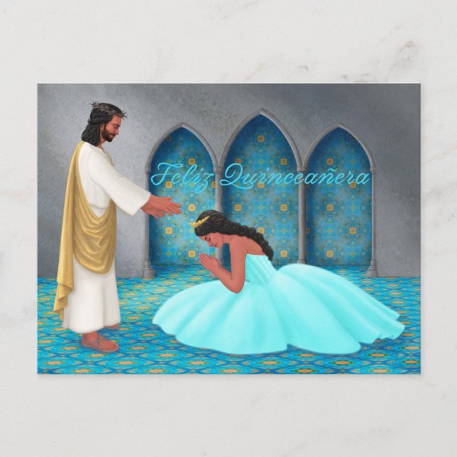"Feliz Quinceñera." Postkarte (Vorderseite)