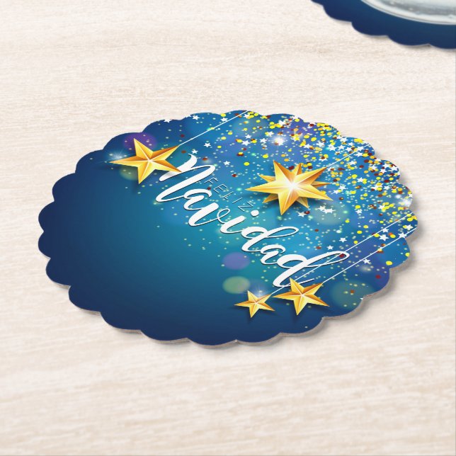 Felize Navidad Gold Stars Weihnachten Untersetzer (angewinkelt)