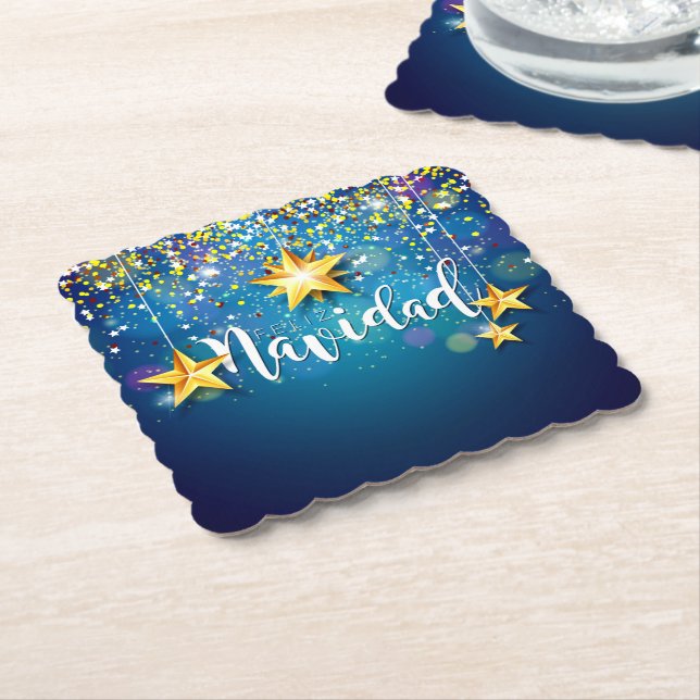 Felize Navidad Gold Stars Weihnachten Untersetzer (angewinkelt)