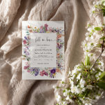 Fell in Liebe Brautparty Blumengarten Einladung<br><div class="desc">Farbenfrohe und elegante Kalligraphie Frühjahr Blume & Wildblume Brautparty Rahmen Einladung mit Text "fiel in Liebe".</div>