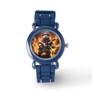**"Fell und Flammen: Der Otter-Feuerwehrmann beim Armbanduhr