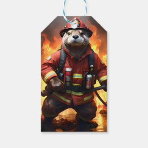 **"Fell und Flammen: Der Otter-Feuerwehrmann lösch Geschenkanhänger