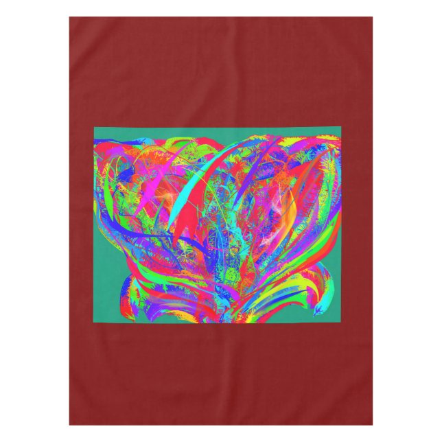 Fellige regenbogenfarbene Blume Tischdecke (Vorderseite)