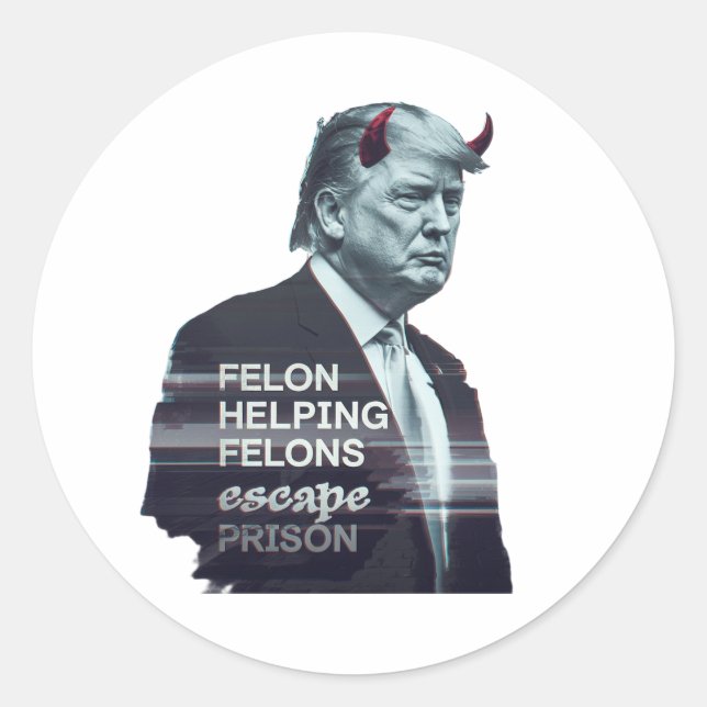 Felon Helping Felons entkommen Gefängnis Evil Trum Runder Aufkleber (Vorderseite)