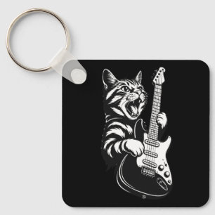 Fels Katz spielt elektrische Gitarre Coole Musik Schlüsselanhänger