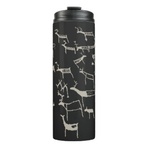 Fels Petroglyphe Alte Europäische Hirschjagd Thermosbecher