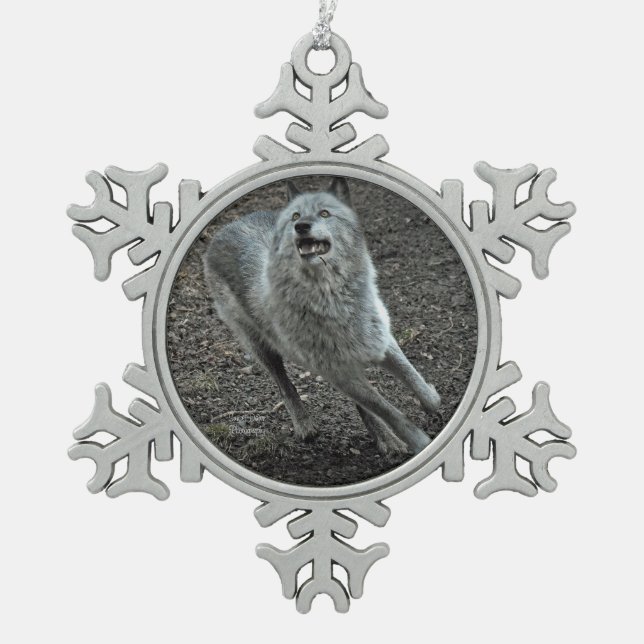 Felsbrocken Schneeflocken Zinn-Ornament (Vorderseite)