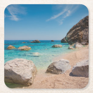Felsen am Strand Cala Mariolu auf Sardinien, Itali Rechteckiger Pappuntersetzer