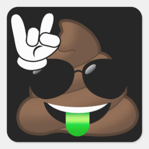 Felsen auf Emoji kacken Quadratischer Aufkleber