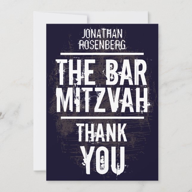 Felsen-Band-Bar Mitzvah danken Ihnen, Schwarzes zu Dankeskarte (Vorderseite)