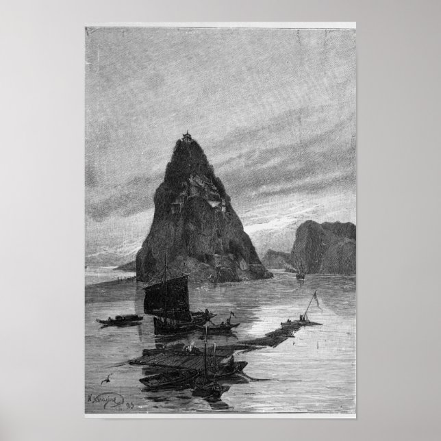 Felsen des kleinen Orphans am Yangtse Poster (Vorne)