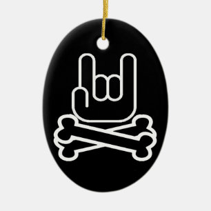 Felsen-Hand mit gekreuzten Knochen Keramik Ornament
