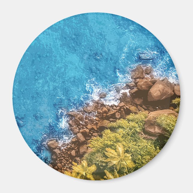 Felsen im Meer, über Sicht 1 Magnet (Vorne)
