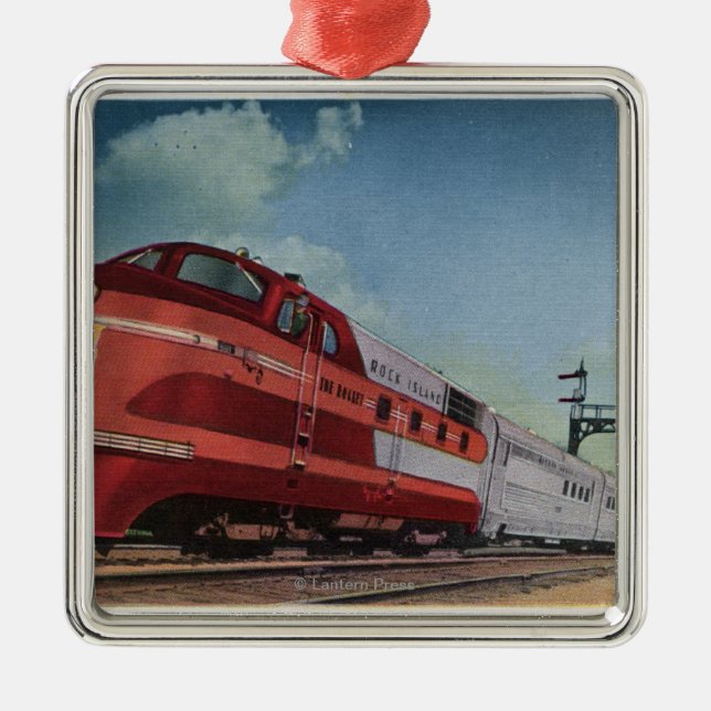 Felsen-Insel RocketStreamlined Zug Ornament Aus Metall (Vorne)