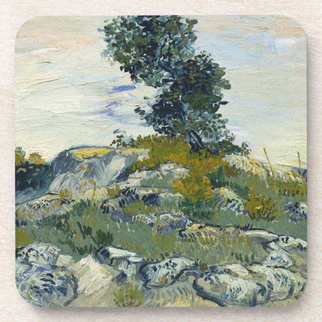 Felsen mit Eiche, Van Gogh Ölgemälde Getränkeuntersetzer (Vorderseite)