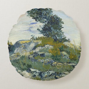 Felsen mit Eiche, Van Gogh Ölmalerei Rundes Kissen