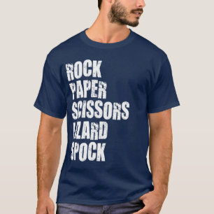 Felsen, Papier, Scheren, Eidechse, Spock und T-Shirt