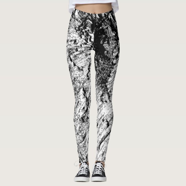 Felsen Schwarzweiss Leggings (Vorderseite)