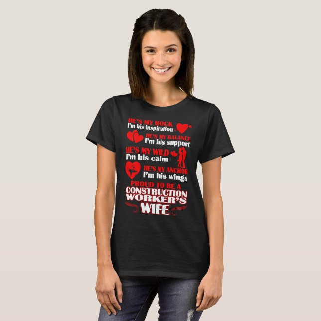 Felsen-stolzes Bau-Arbeitskraft-Ehefrau-T-Shirt T-Shirt (Vorne ganz)