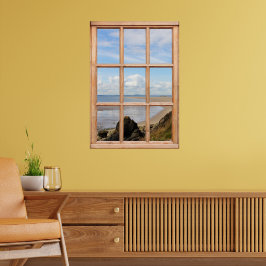 Felsen und Meeresansicht aus einem Fenster Poster