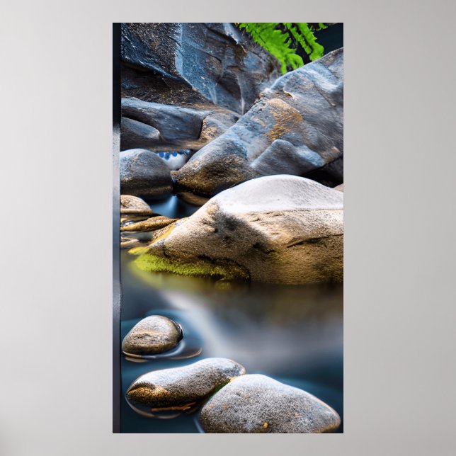 Felsen und Wasser - ruhiger Hintergrund Poster (Vorne)