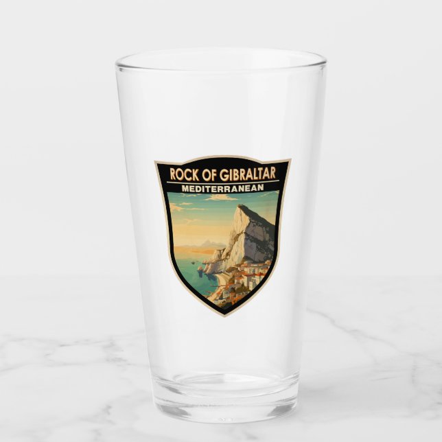 Felsen von Gibraltar Reisen Kunst Vintag Glas (Vorderseite)