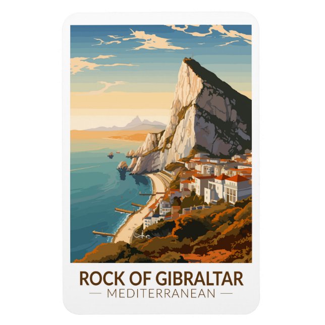 Felsen von Gibraltar Reisen Kunst Vintag Magnet (Vertikal)