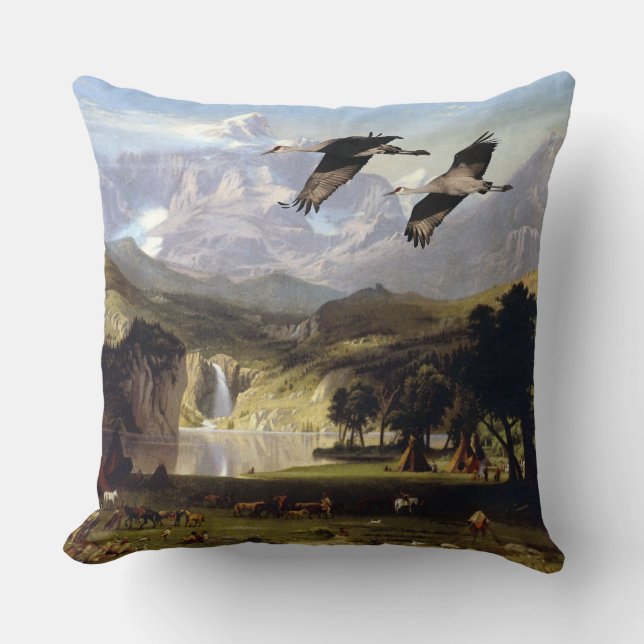 Felsengebirge Hirschsee Wasserfall Krane Vögel Kis Kissen (Vorderseite)